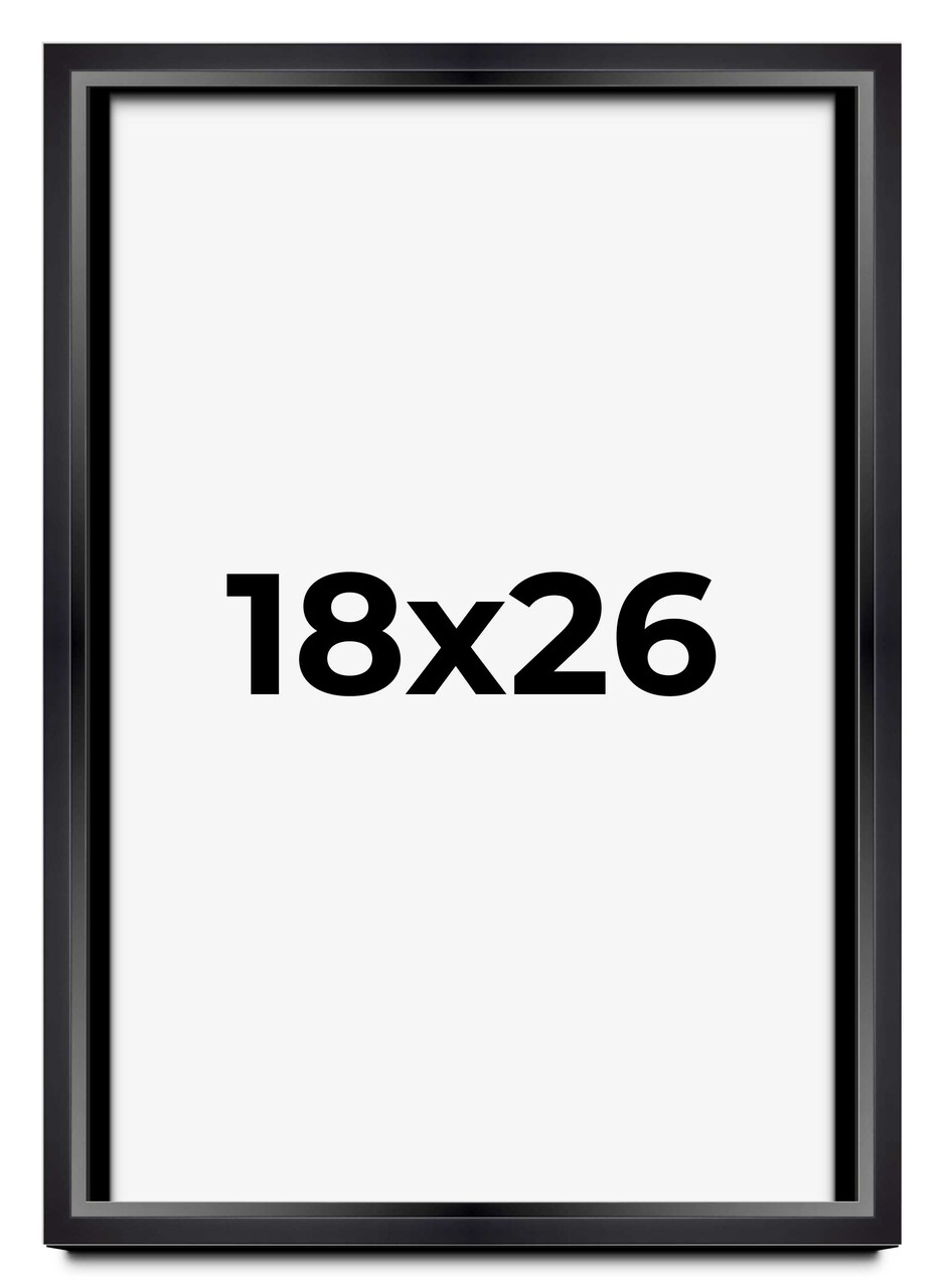 18x26 Modern Shadow Box 1.5" Depth Black Picture Frame - UV Acrylic, Backing, Hanging Hardware